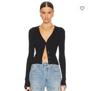 GOOD AMERICAN cozy rib cardigan in black NWOT